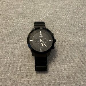 Fossil Watch 45mm FS4531 Mens Chronograph Stainless Steel Black Diamond New Batt